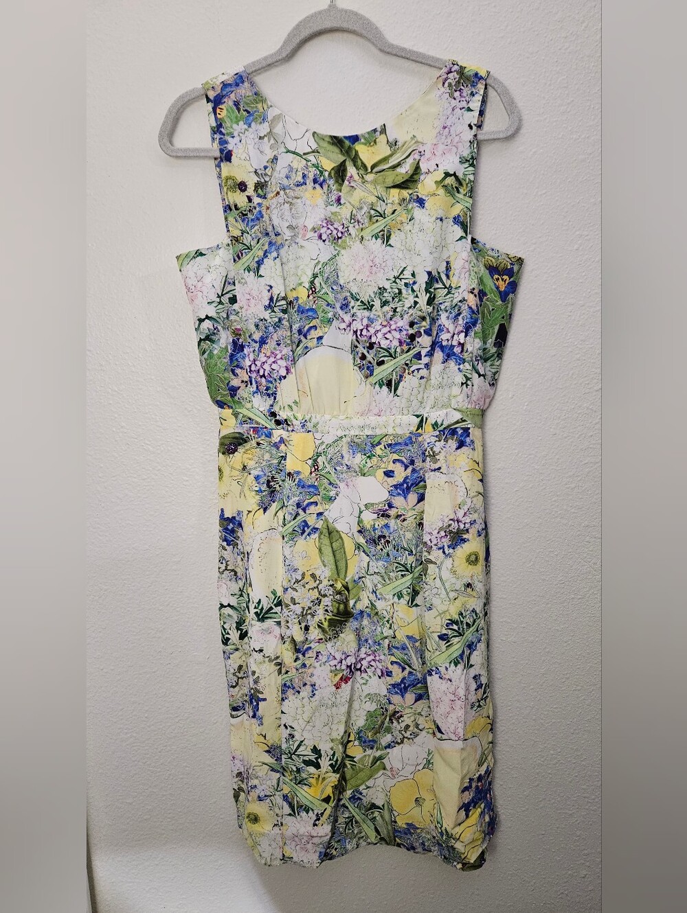 ERDEM Treasa Yellow Floral Silk Sheath Dress UK 14 US 10 Wedding Guest